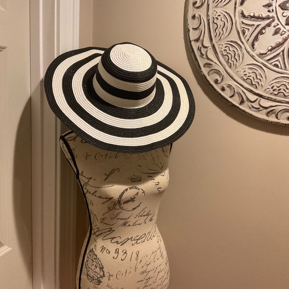 black and white stripe hat